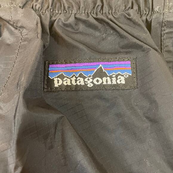 READ Patagonia Men’s L Nylon Rain Pants Black Zip Ankles Hiking Shell Drawstring - Picture 7 of 9